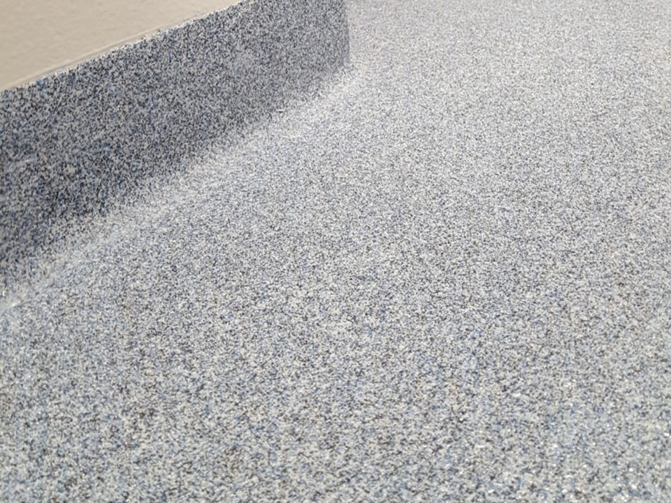 Quartz System with Wall Cove Base. Ask about our cove base system!