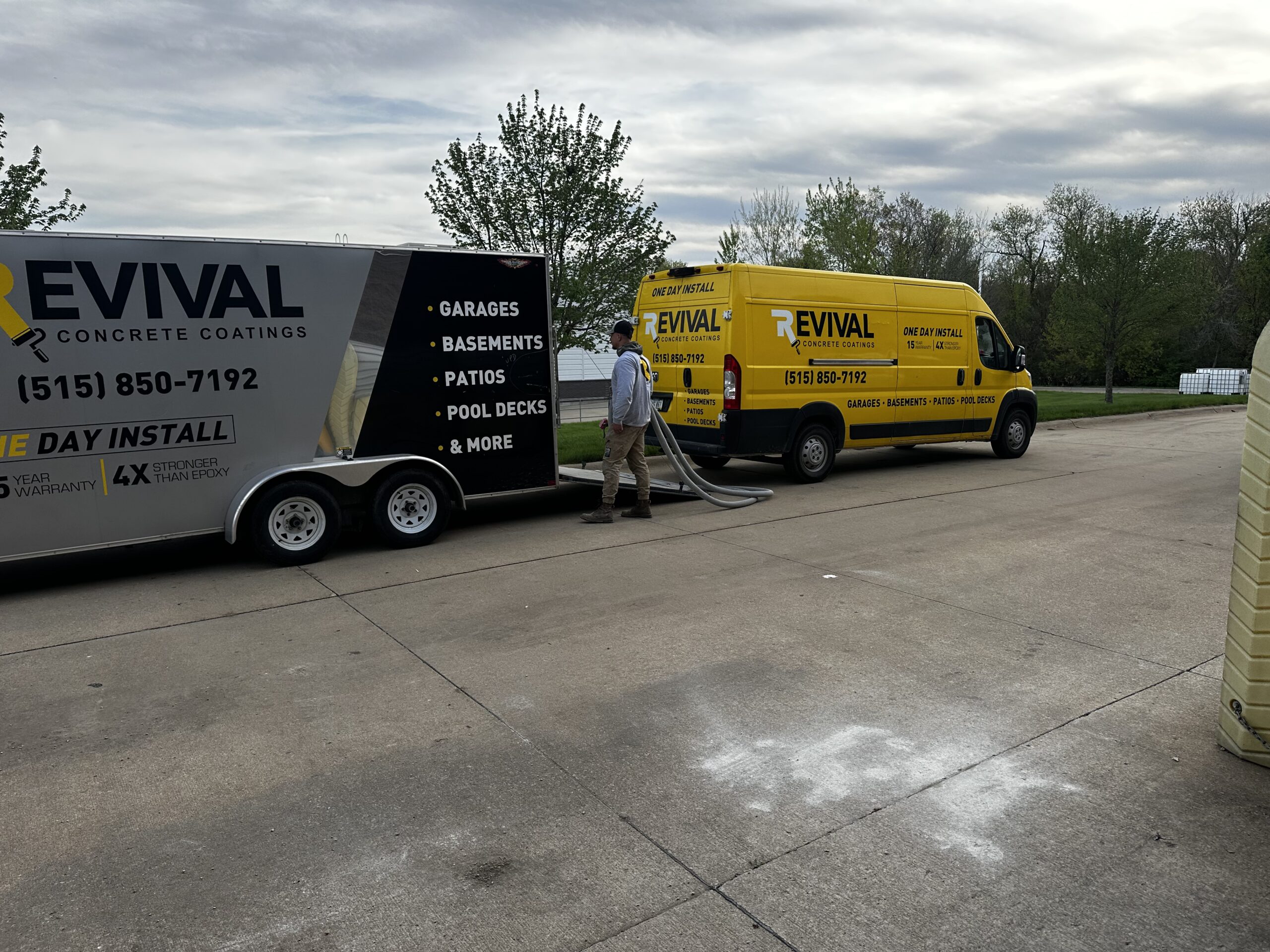Revival crew installing a floor coating