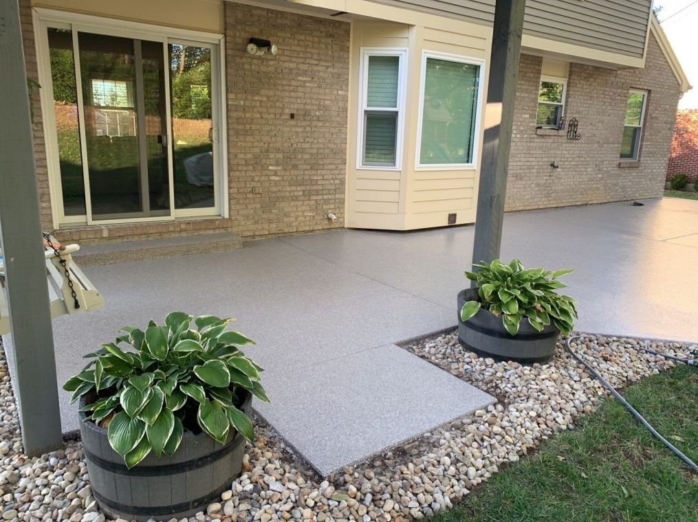 A different view of the patio after it has been completed.