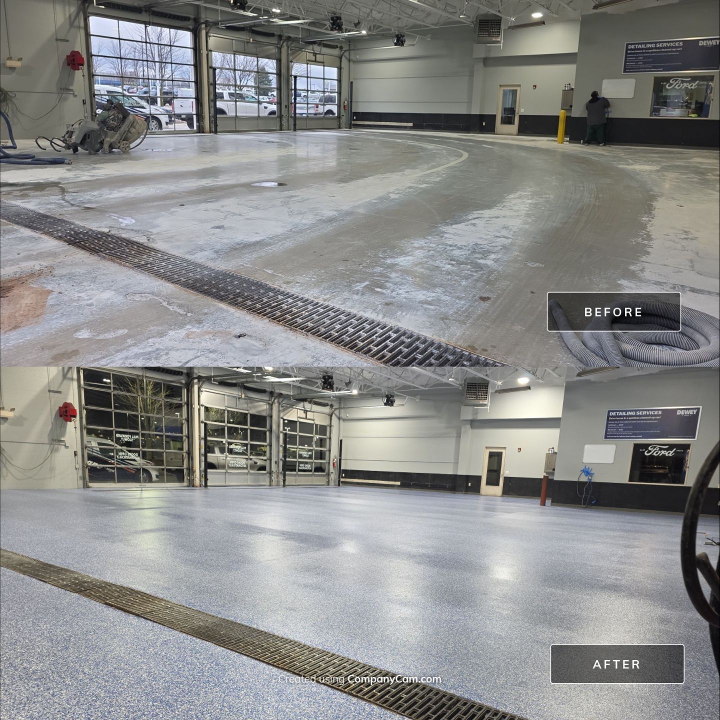 Commercial floor before and after