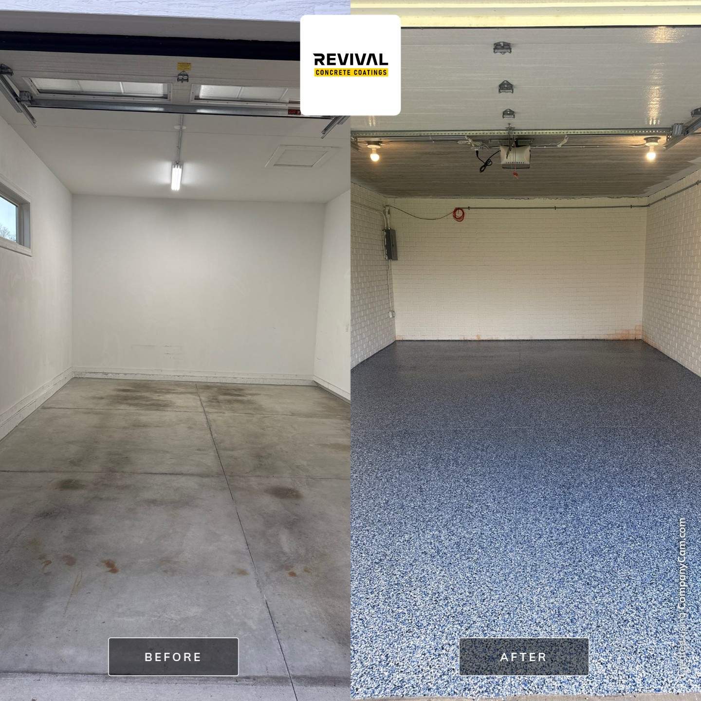 Garage floor before and after